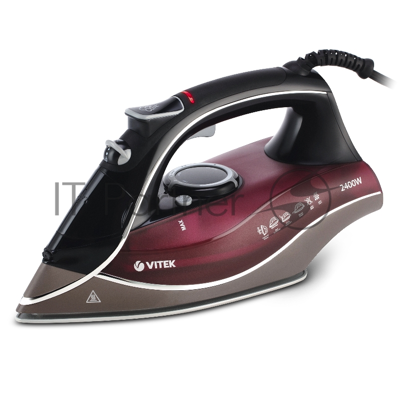 Утюг VITEK VT-1240 (BD) мощность 2400 вт. Материал подошвы Uni Cera - двойное керамическое покрытие