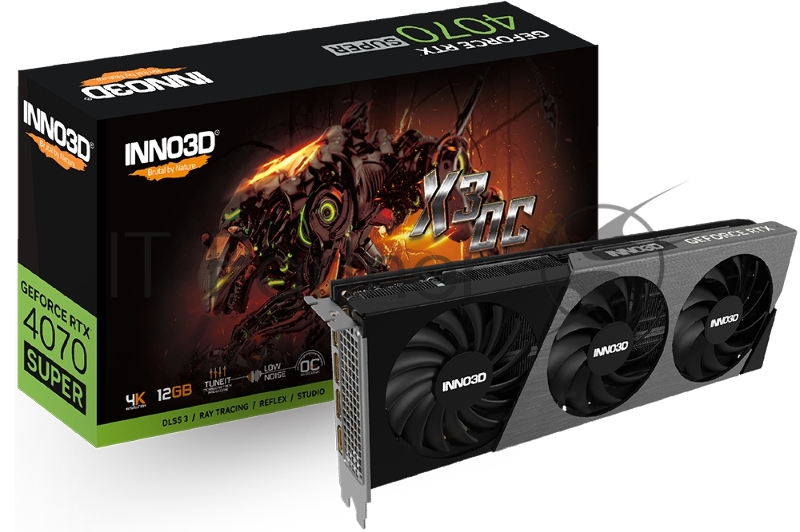 Видеокарта INNO3D RTX 4070 Super X3 OC//RTX4070, HDMI, DP*3, 12G,D6X