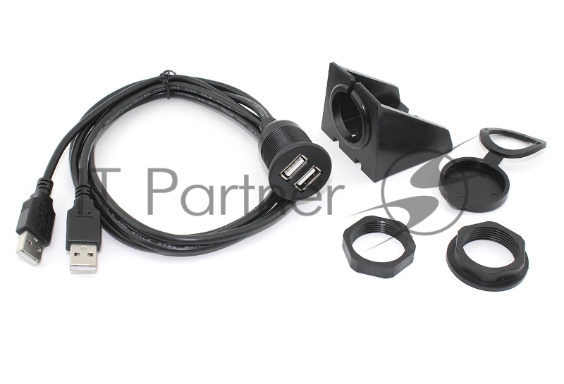 Кабель USB 2.0 двойной для монтажа на корпус 1 м влагозащищённый