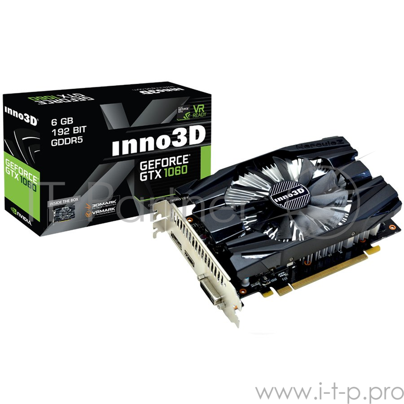 Видеокарта 6Gb (PCI-E) Inno3D GeForce GTX 1060 Compact N1060-6DDN-N5GM (GTX1060, GDDR5, 192bit, HDCP, DVI, HDMI, DP, Retail)