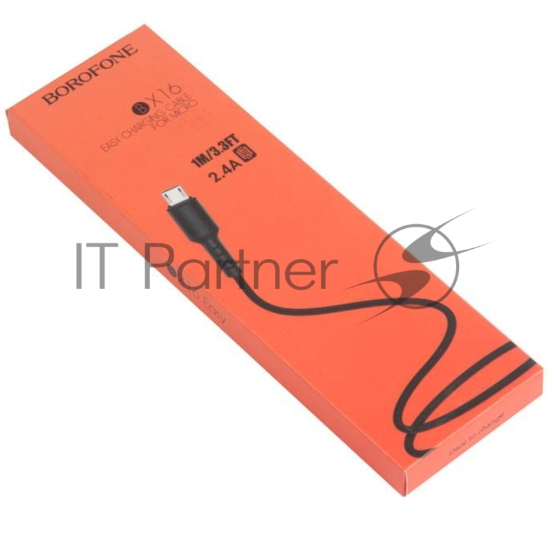 Кабель USB BOROFONE BX16 для Micro USB, 2.4A, длина 1м, черный