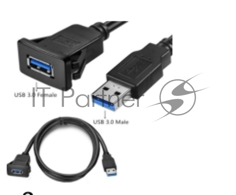 Кабель с разъемами USB 3.0 мама для монтажа - папа 1 м
