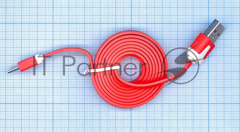 Плоский кабель Color USB-microUSB 1.0m USB-2.0 Red (Красный)