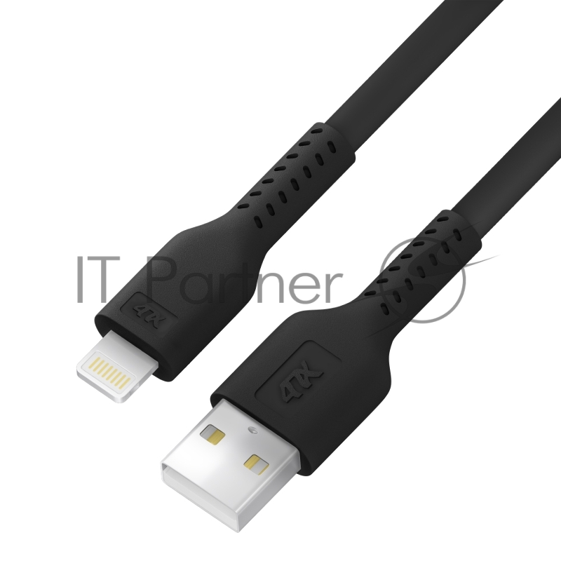 Кабель 4PH 1.0m USB AM/Lightning - поддержка всех iOS, MFi, черный, 4PH-R90140