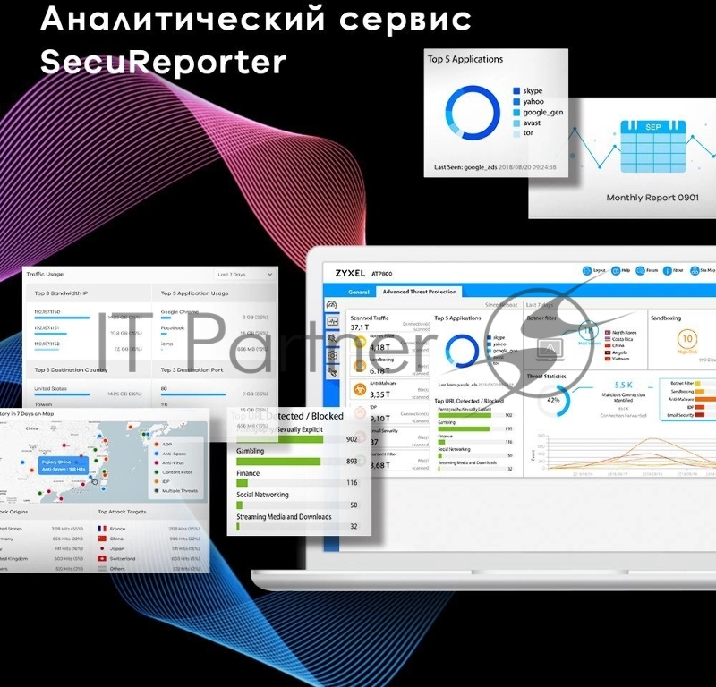 Межсетевой экран и Wi-Fi контроллер Zyxel USG FLEX 200, Rack, 3xWAN GE (2xRJ-45 и 1xSFP), 4xLAN/DMZ GE, 2xUSB3.0, AP Controller (8/40), NebulaFlex **