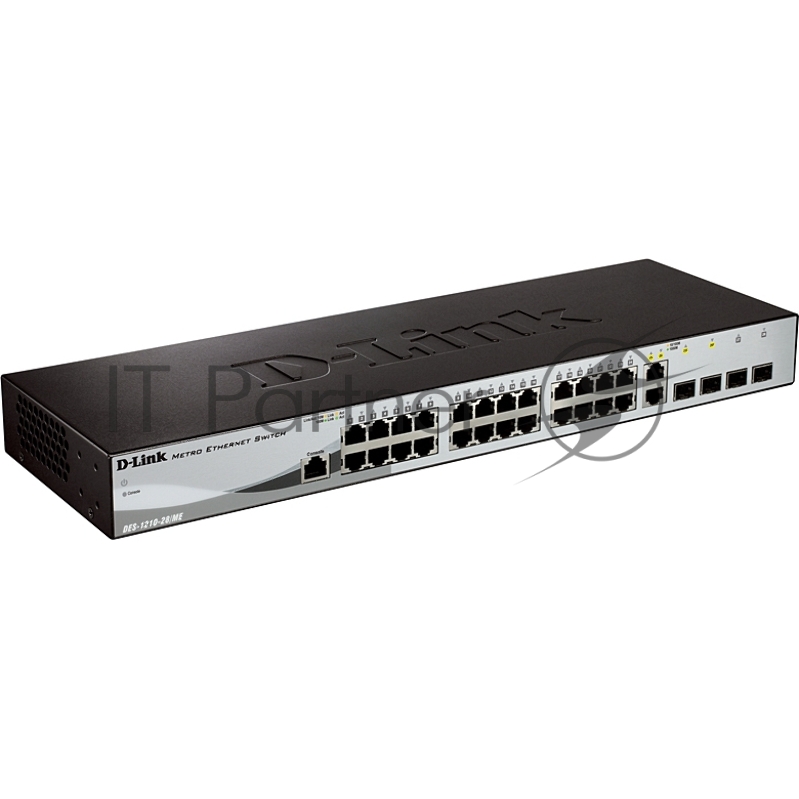 Коммутатор DES-1210-28/ME_RFB/B2 Refurbished unit, clean, fully tested, well-packed with power cable and 19 rack mounts. Managed L2 Switch 24x100Base-TX, 2x1000Base-X SFP, 2xCombo 1000Base-T/SFP, Surge 6KV, CLI, RJ-45 Console, H/W B2.