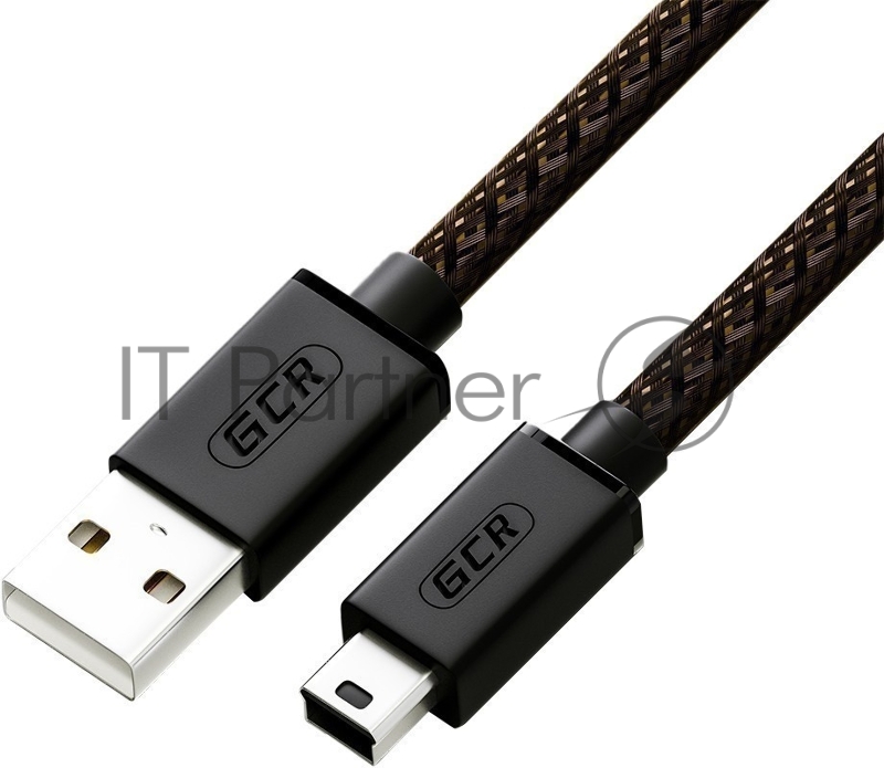 Кабель PROF 1.5m USB 2.0, AM/mini 5P, черно-прозрачный, ферритовое кольцо, 28/24 AWG, экран, армированный, морозостойкий, GCR-51200
