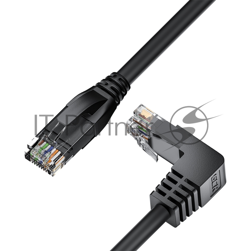 Патч-корд прямой 10.0m UTP кат.5e, черный, верхний угол, литой, ethernet high speed, RJ45, T568B