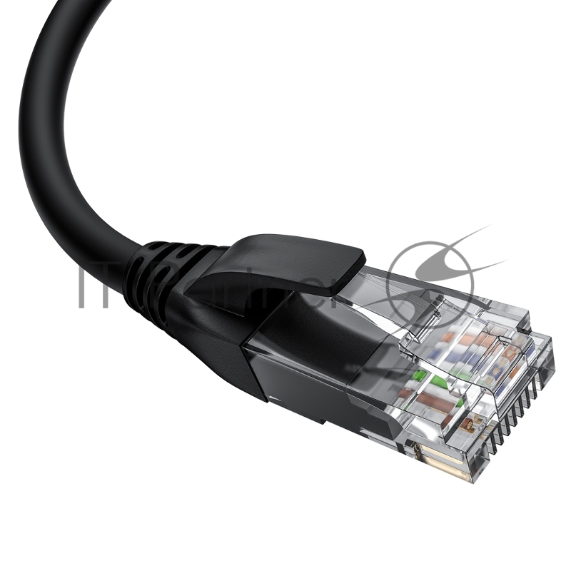 Патч-корд прямой 10.0m UTP кат.5e, черный, верхний угол, литой, ethernet high speed, RJ45, T568B