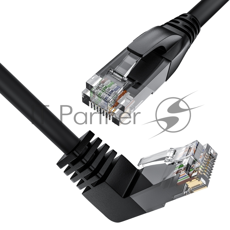 Патч-корд прямой 10.0m UTP кат.5e, черный, верхний угол, литой, ethernet high speed, RJ45, T568B
