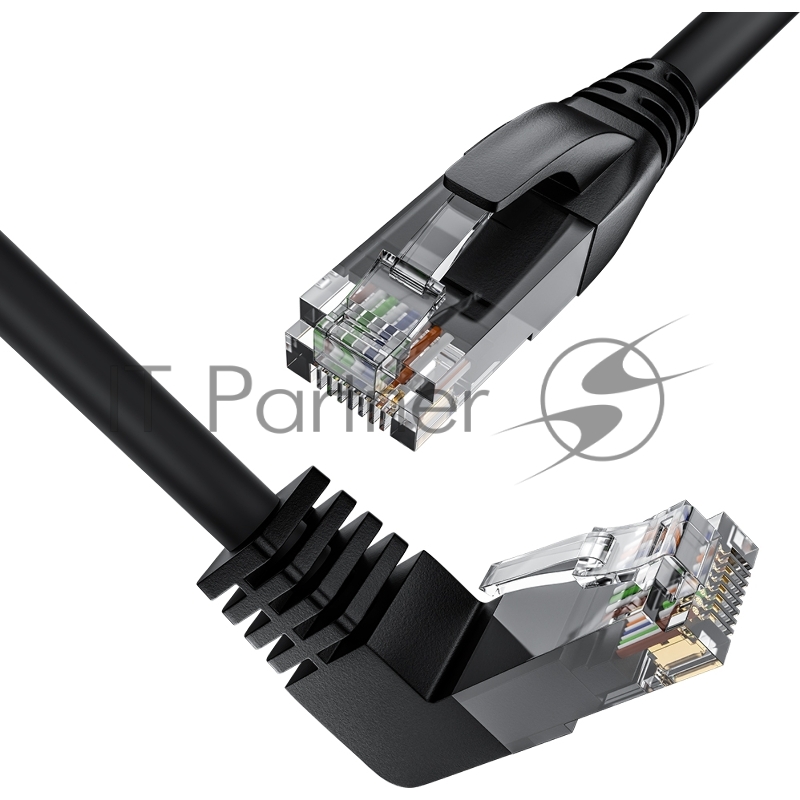 Патч-корд прямой 10.0m UTP кат.5e, черный, верхний угол, литой, ethernet high speed, RJ45, T568B