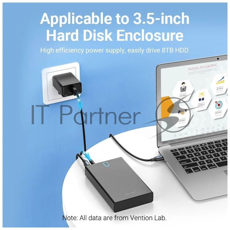 Кабель Vention USB AM/DC-jack 5.5мм M - 1.5м Чёрный