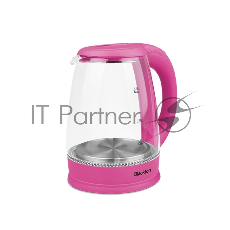 Чайник Blackton Bt KT1800G Pink. Мощность: 1500 Вт, Максимальный объем: 1.8 л, Материал корпуса: Стекло, Длина электрошнура: Около 0.8 м, Внутренняя подсветка: Да, синяя
