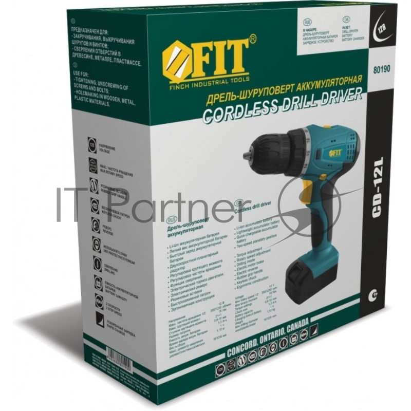 Дрель-Шуруповерт Акк. 12,0 В, 0-350/1250 об/мин, 18,0 Нм, 1 (Li-Ion) 1,3 Ач, 1 ч., рез. накл., коробка