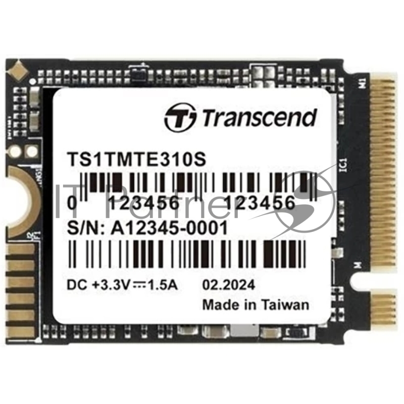 Твердотельный накопитель Transcend SSD MTE310S, 1000GB, M.2(22x30mm), NVMe, PCIe 4x4, 3D TLC, R/W 5000/3500 MB/s, IOPs 330 000/690 000, TBW 600, DWPD 0.33, DRAM-less (5 лет)