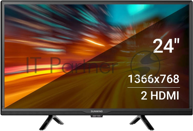 Телевизор LED SunWind 24 SUN-LED24XB203 черный HD 60Hz DVB-T DVB-T2 DVB-C DVB-S DVB-S2 USB