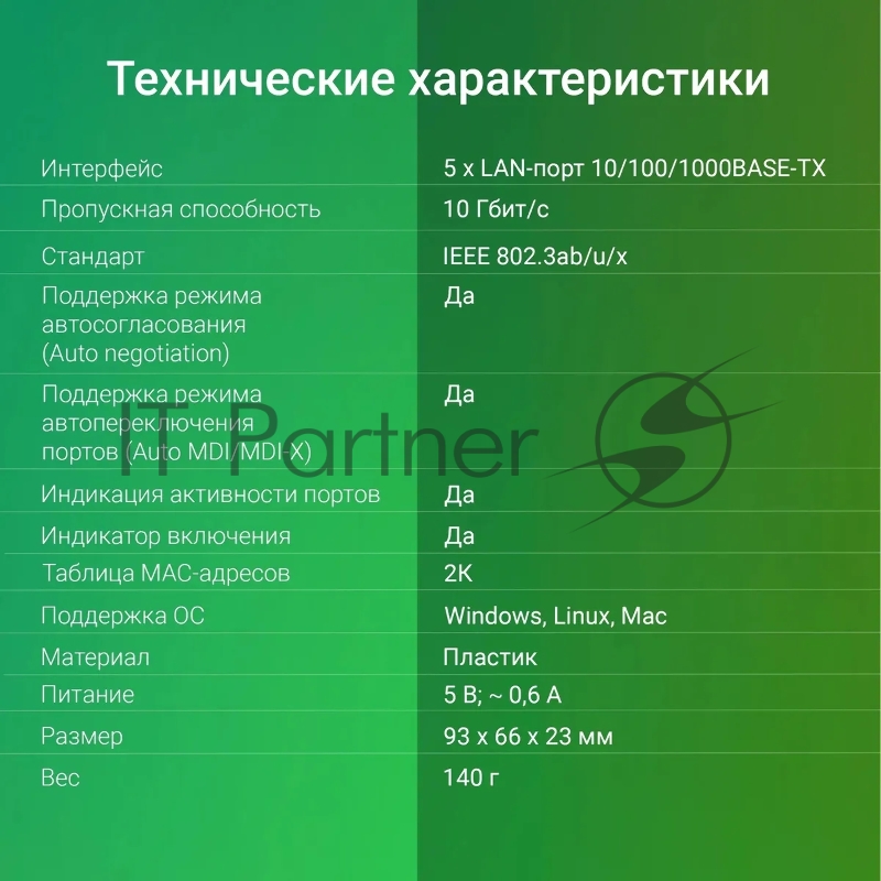 Коммутатор Digma DSW-105GE DSW-105GEV2 (L2) 5x1Гбит/с неуправляемый