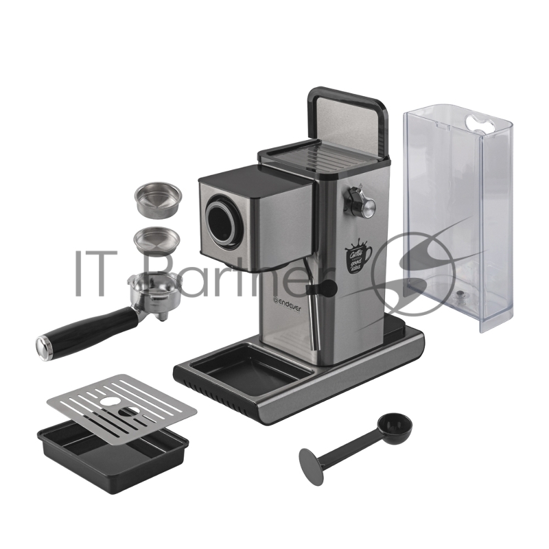 Кофеварка рожкового типа электрическа Endever Costa-1090, объем-1,2л, нержавеющая сталь, мощность 1400 Вт, давление 15 бар, 2 шт/уп