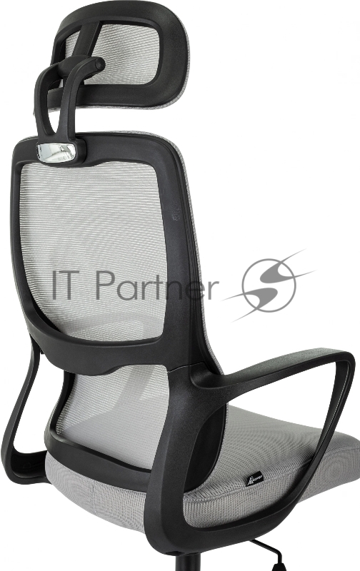 Кресло руководителя Бюрократ Wise серый сетка/ткань с подголов. крестов. пластик