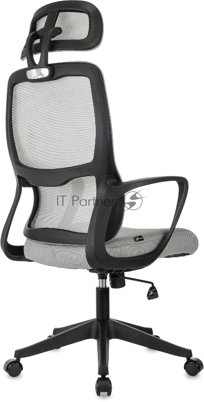 Кресло руководителя Бюрократ Wise серый сетка/ткань с подголов. крестов. пластик