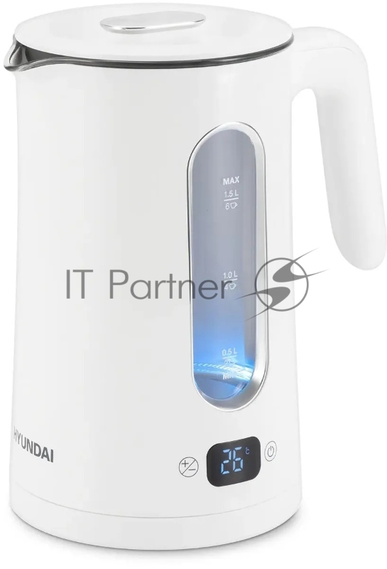 Чайник электрический Hyundai HYK-G5510 1.5л. 2200Вт белый/прозрачный корпус: стекло
