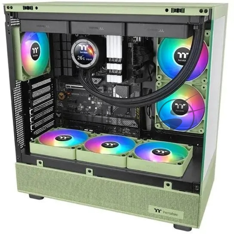 Вентилятор для корпуса Thermaltake CT140 Sync Matcha Reverse ARGB 140х140x25 зеленый 4-pin 32.8дБ (упак.:2шт) (CL-F201-PL14MG-A) Ret