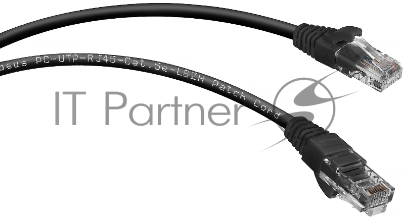 Шнур комм. Cabeus, кат. 5е, неэкр., U/UTP, RJ45/RJ45, LSZH, AWG24, 0.3м, чёрный