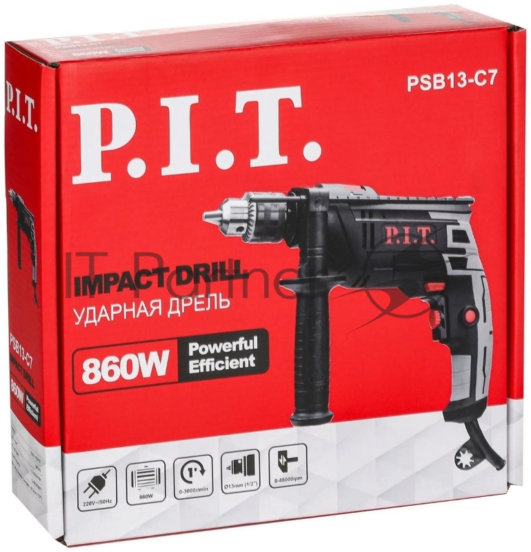 Дрель ударная P.I.T. PSB13-C7 850Вт быстросъемный реверс