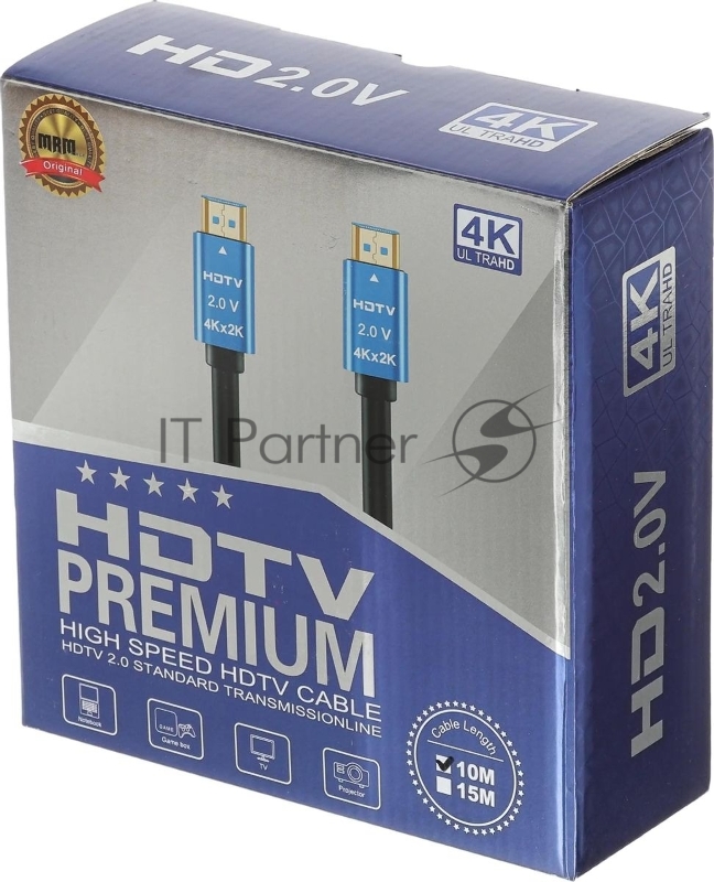 Кабель аудио-видео Premier 11237 HDMI (m)/HDMI (m) 10м. позолоч.конт. черный