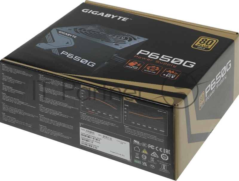 Блок питания Gigabyte ATX 650W GP-P650G 80+ gold (20+4pin) APFC 120mm fan 6xSATA RTL