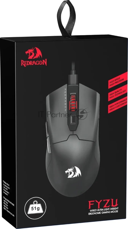 Игровая мышь REDRAGON FYZU чёрная (USB, Pixart P3395, Huano, 6 кн., 26000 Dpi, RGB подсветка)