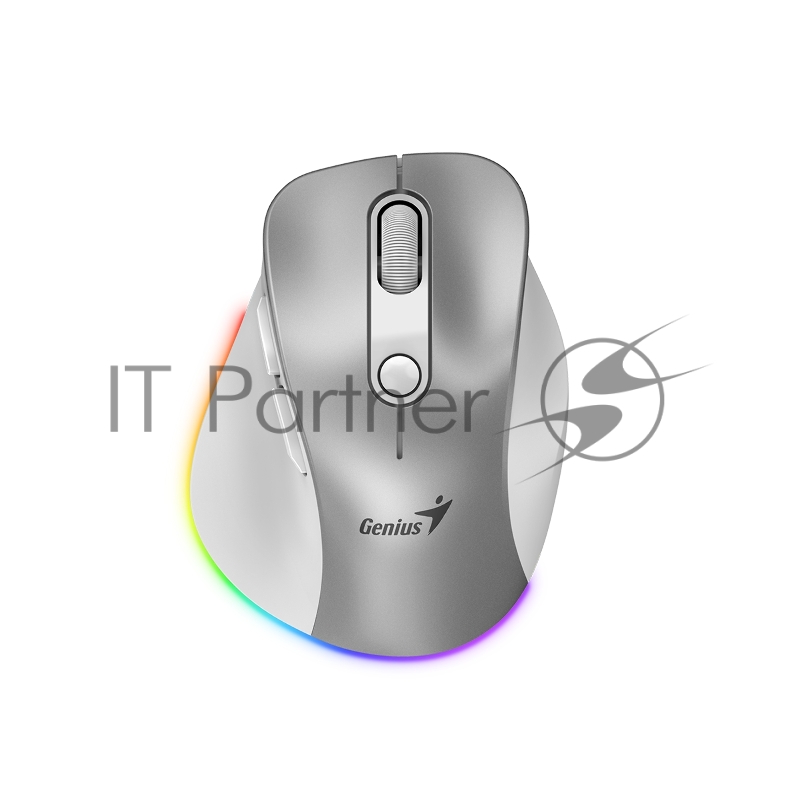 Мышь беспроводная Genius Ergo 9000S Pro серебристый, 2400 dpi, радиоканал, Bluetooth, USB, кнопки - 6