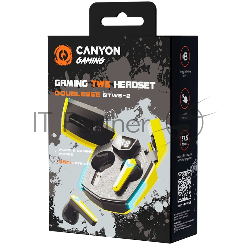 Наушники игровые CANYON headset Doublebee GTWS-2 Gaming Yellow