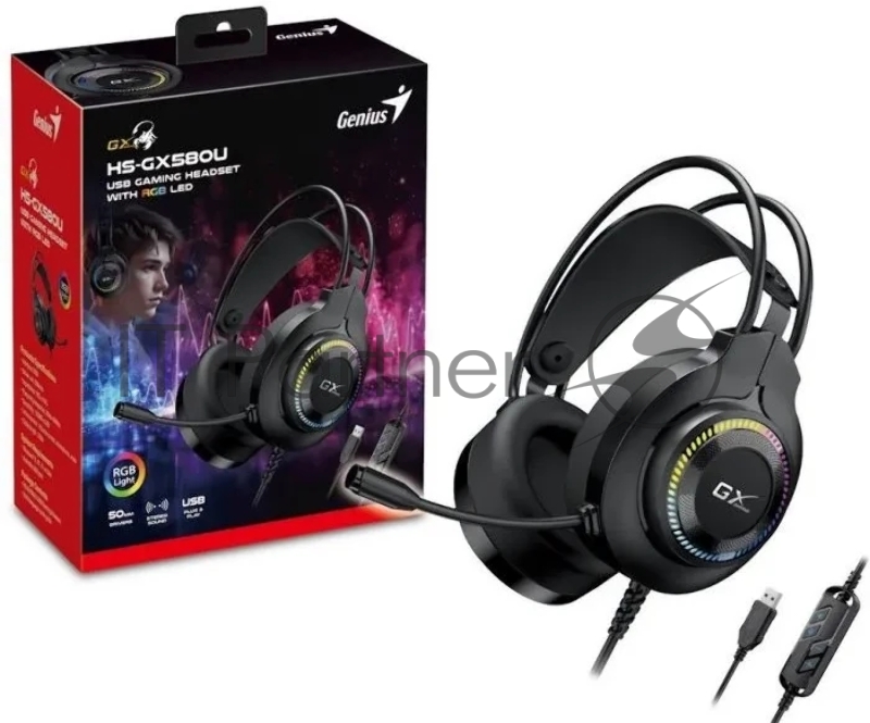 Игровая гарнитура Genius HS-GX580U, USB, 2.0m, Black