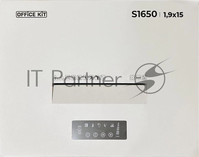 Шредер Office Kit S1650 1,9х15 белый (секр.P-5) фрагменты 30лист. 165лтр. скобы пл.карты CD