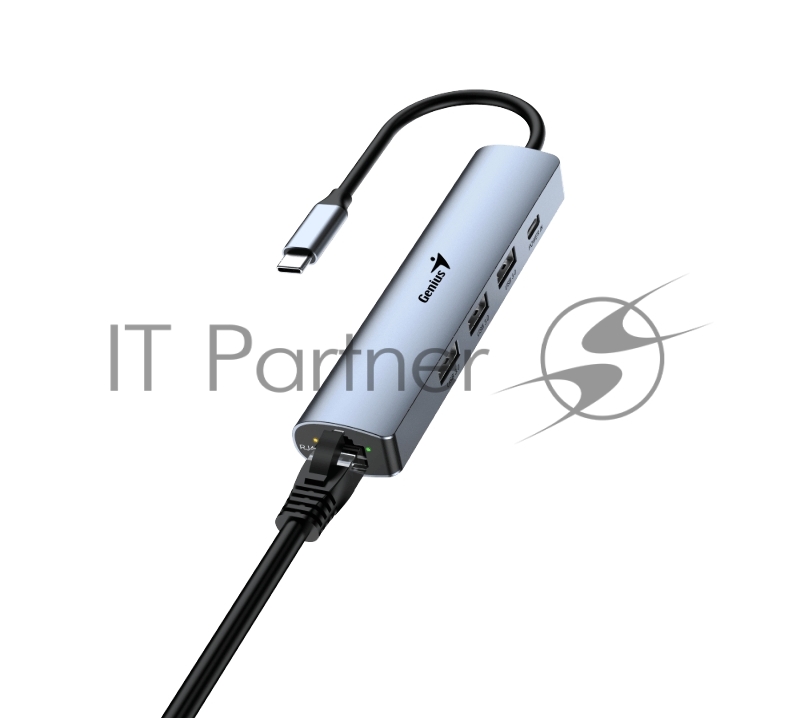 Концентратор USB HUB UH-545 USB3.0 с Ethernet RJ45, гигабитным Ethernet RJ45 x 1, портом питания USB-C (5 В 3 А) x 1, портами передачи данных USB-A 3.0 x 3