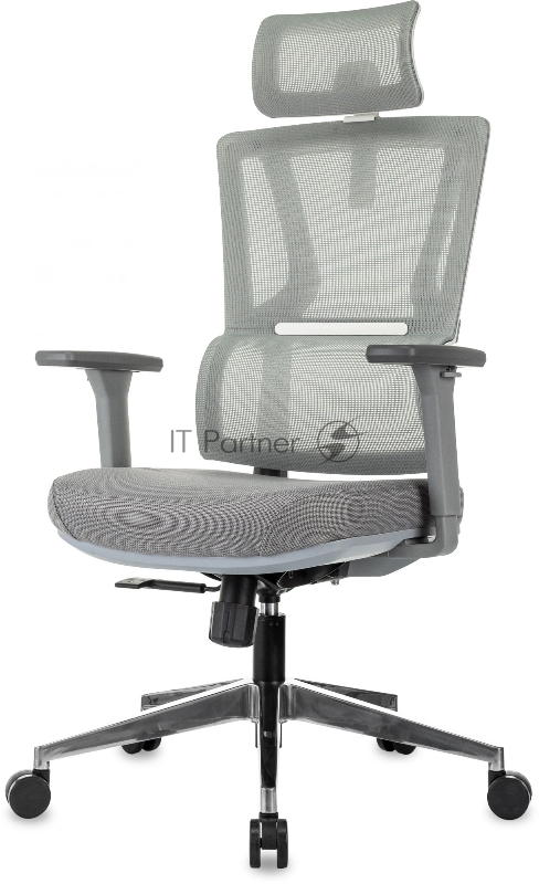 Кресло руководителя Бюрократ MC-G715N-H серый сетка/ткань с подголов. крестов. алюминий пластик серый