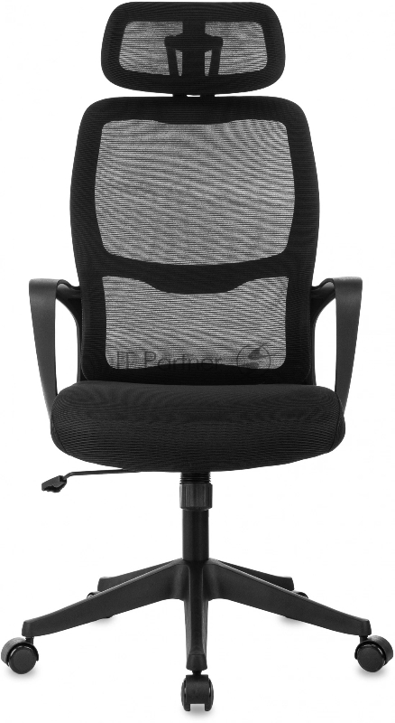 Кресло руководителя Бюрократ Wise черный сетка/ткань с подголов. крестов. пластик