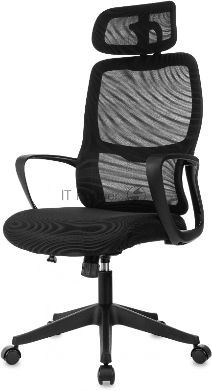 Кресло руководителя Бюрократ Wise черный сетка/ткань с подголов. крестов. пластик