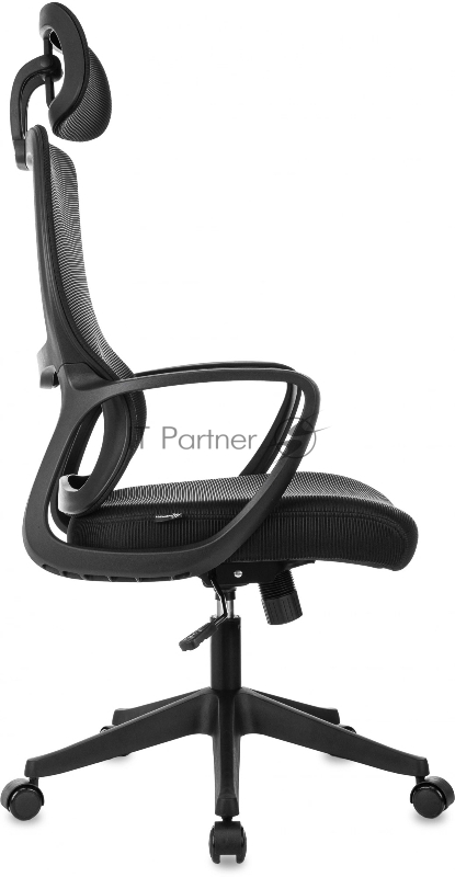 Кресло руководителя Бюрократ Wise черный сетка/ткань с подголов. крестов. пластик
