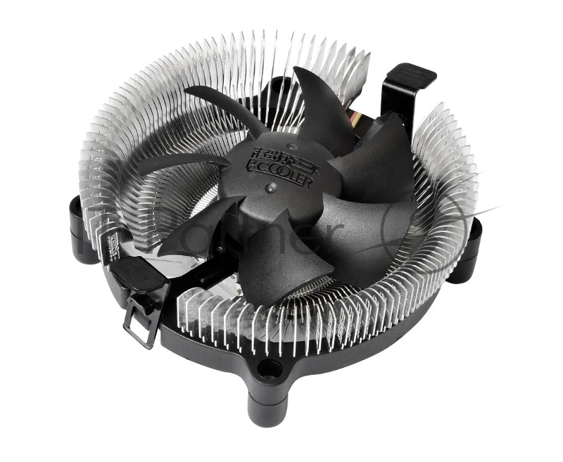 Кулер для процессора/ PCCooler E80 (65W, 3-pin, 42mm, Al/Cu, -mm, 1x80mm, 29.61CFM, 22dBA, 2000RPM, S: 1851/1700/1200/115X, AM5/AM4, silver, black)