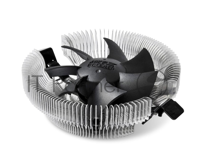 Кулер для процессора/ PCCooler E80 (65W, 3-pin, 42mm, Al/Cu, -mm, 1x80mm, 29.61CFM, 22dBA, 2000RPM, S: 1851/1700/1200/115X, AM5/AM4, silver, black)
