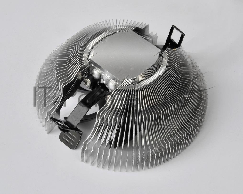 Кулер для процессора/ PCCooler E80 (65W, 3-pin, 42mm, Al/Cu, -mm, 1x80mm, 29.61CFM, 22dBA, 2000RPM, S: 1851/1700/1200/115X, AM5/AM4, silver, black)
