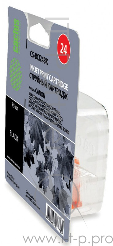 Картридж струйный Cactus CS-BCI24BK черный для Canon S200 S200x S300 S330 i250 i320 i350 (9,2ml)