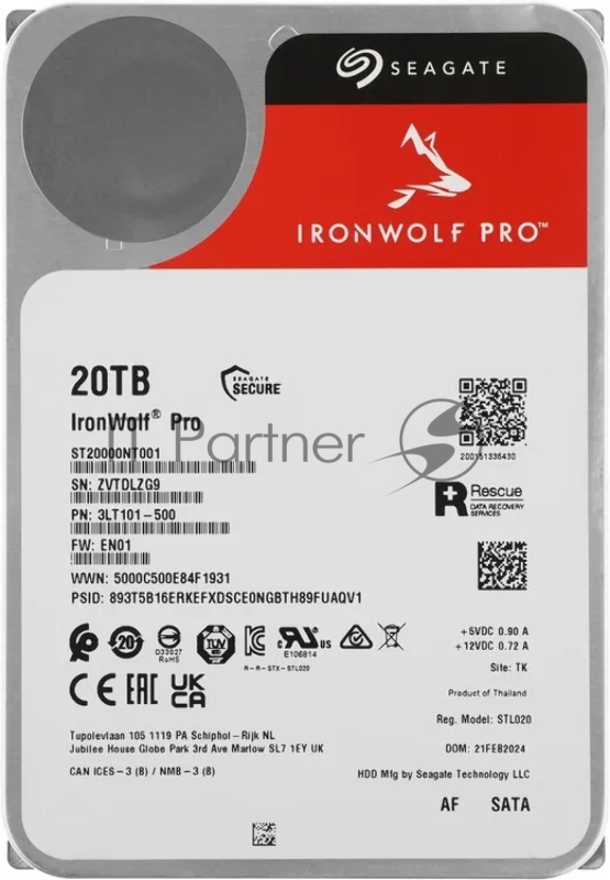 Жесткий диск Seagate SATA-III 20TB ST20000NT001 Ironwolf Pro 512E (7200rpm) 256Mb 3.5