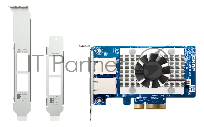 Сетевая карта/ QNAP QXG-10G2T Dual-port BASET 10GbE network expansion card low-profile form factor PCIe Gen3 x4