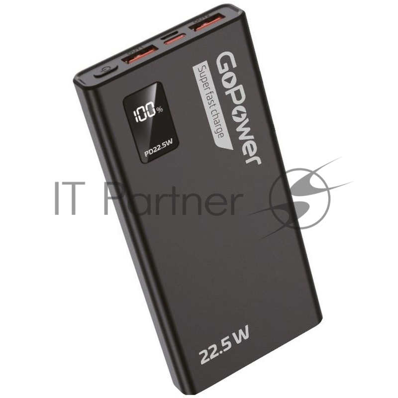 Внешний аккумулятор/ Внешний аккумулятор GoPower PB03-10 10000mAh 3.0A 22.5W 2USB/Type-C черный (1/50)