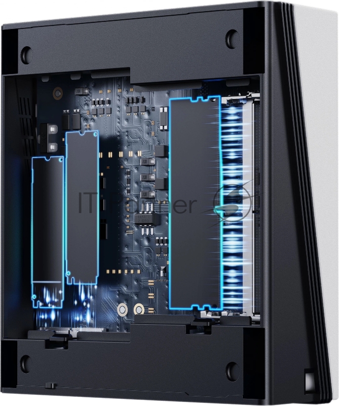 ПК Мини Chuwi UBox Ryzen 5 6600H (3.3) 16Gb SSD512Gb 660M Windows 11 Professional 2x2.5GbitEth WiFi BT 90W белый/черный