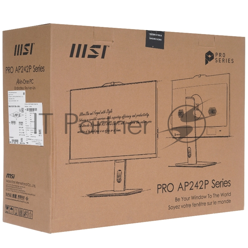 Моноблок MSI Pro AP242P 14M-653RU, 23.8 Full HD i5 14400 (2.5) 16Gb SSD512Gb UHDG 730 Windows 11 Professional GbitEth WiFi BT 120W клавиатура мышь Cam, 1920x1080, черный