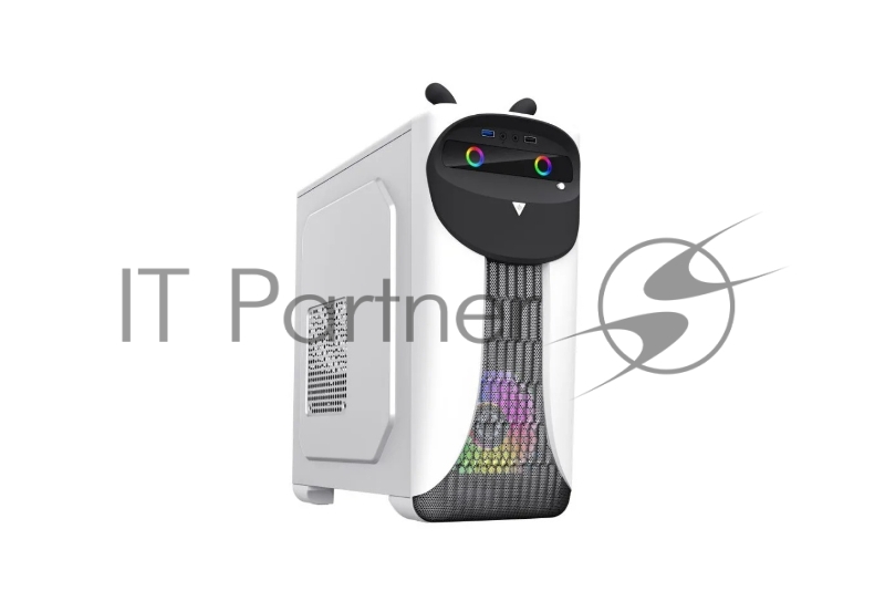 Корпус GameMax Cute OWL, без БП (Midi Tower, ., 1*USB3.0 + 2*USB2.0, 2*120мм), Черный/белый